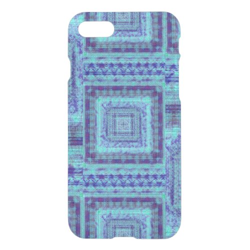 Shabby Blue Fabric Like Squares Pattern Decorative iPhone SE87 Case
