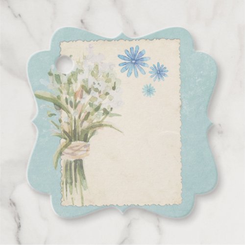 Shabby Blue Floral Collage Scrapbook Embellishment Favor Tags