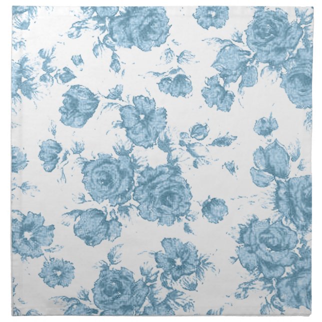 Shabby Blue French Toile Cloth Napkin (Front)