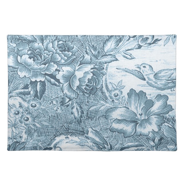 Shabby Blue French Toile Placemat (Front)