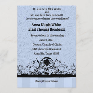 Shabby Blue Old West Leather Wedding Invitation
