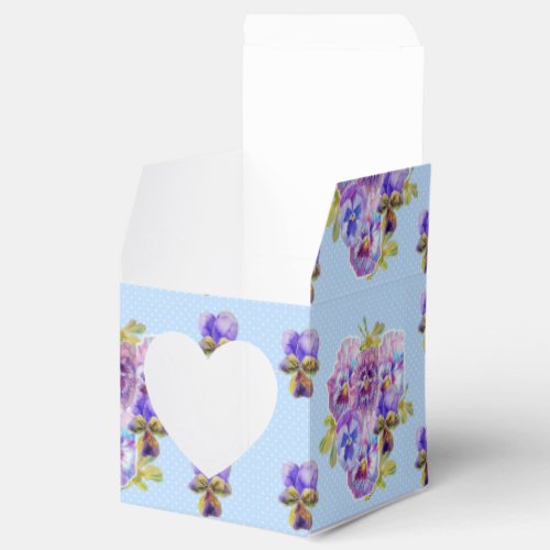 Shabby Blue Pansy Floral Dot Party Cake Favor Box