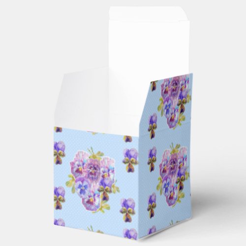 Shabby Blue Pansy Floral Dot Party Cake Favor Box