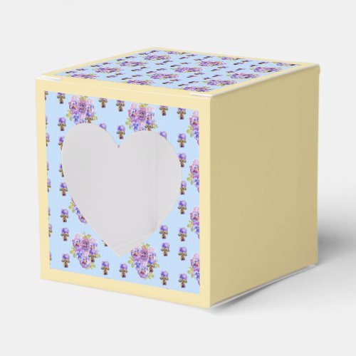 Shabby Blue Pansy Floral Tea Party Cake Favor Box