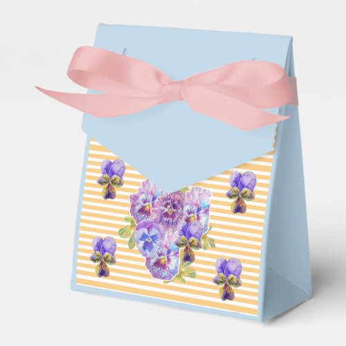 Shabby Blue Pansy Floral Tea Party Cake Favor Box