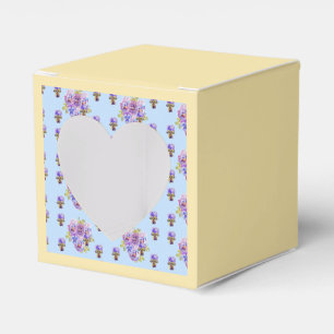 Shabby Blue Pansy Floral Tea Party Cake Favor Box