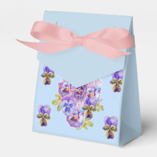 Shabby Blue Pansy Floral Tea Party Cake Favor Box