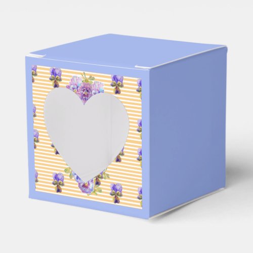 Shabby Blue Pansy Floral Tea Party Cake Favor Box