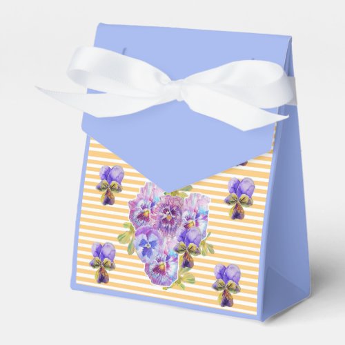 Shabby Blue Pansy Floral Tea Party Cake Favor Box