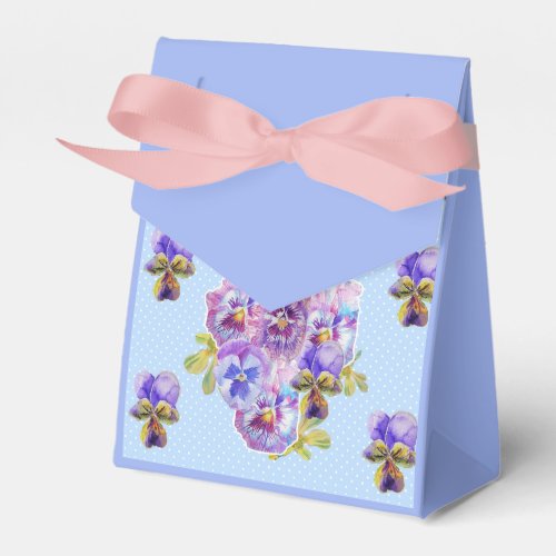 Shabby Blue Pansy Floral Tea Party Cake Favour Box