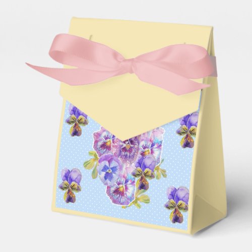 Shabby Blue Pansy Floral Tea Party Cake Favour Box