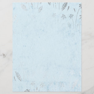 Shabby Blue & Silver Flower Scrapbook Paper