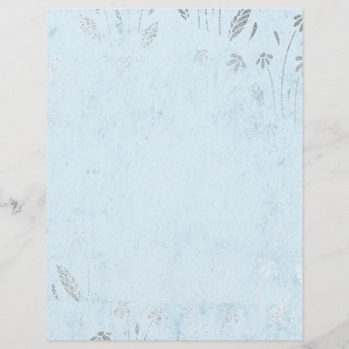 Shabby Blue  Silver Flower Scrapbook Paper