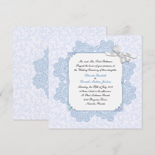 Shabby Blue Victorian Style Wedding Invitation