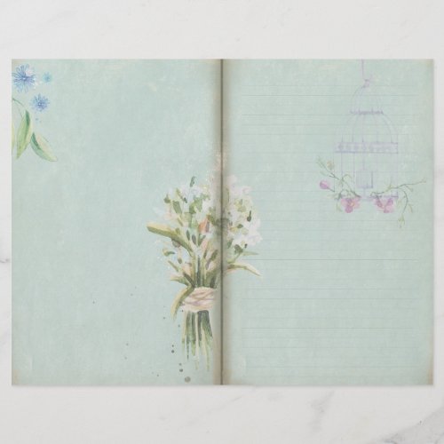 Shabby Blue Vintage Floral Journal Page