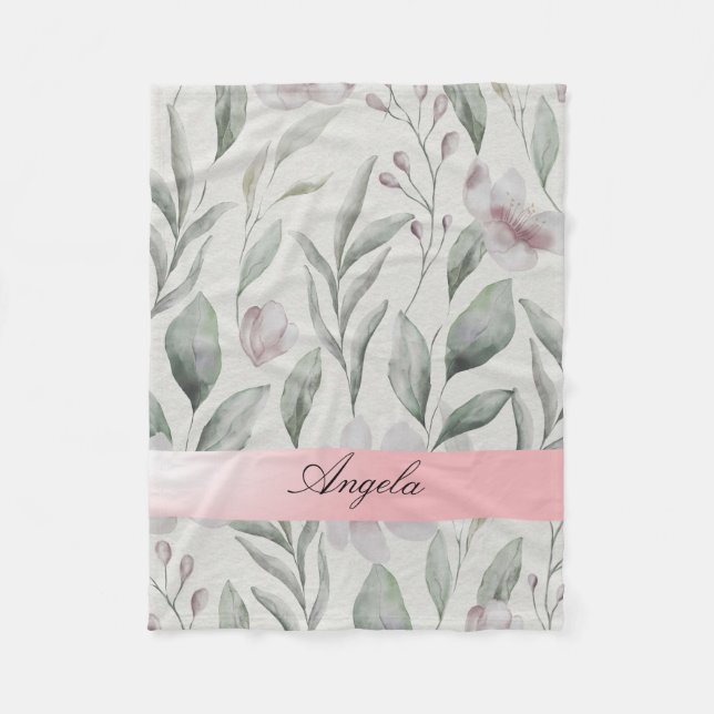  Shabby Blush  Flowers Fleece Blanket (Front)