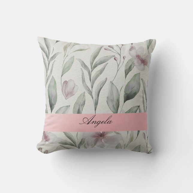  Shabby Blush  Flowers Throw Pillow (Front)