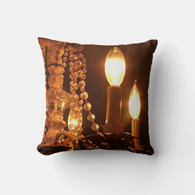 Shabby Chandelier Bling 2-Gold-Sq THROW PILLOW (Front)