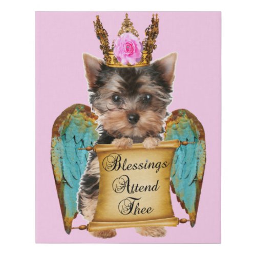 Shabby Chic Adorable Yorkie Puppy Dog Faux Canvas Print