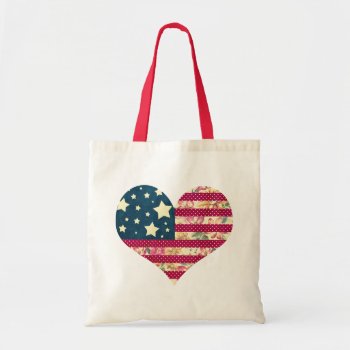 Shabby Chic | American Flag Heart Tote Bag by SnappyDressers at Zazzle