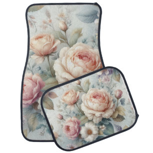 Shabby Chic Antique Rose Car Floor Mat