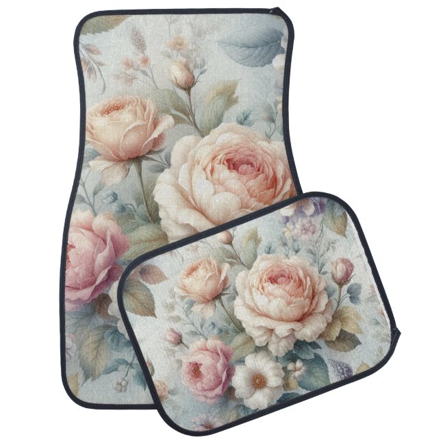 Shabby Chic Antique Rose  Car Floor Mat (Set)