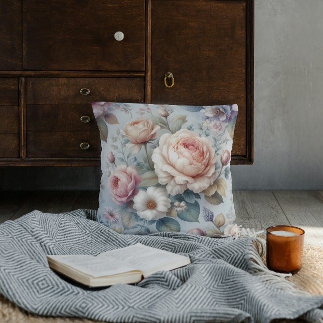 Shabby Chic Antique Rose  Throw Pillow (Creator Uploaded)