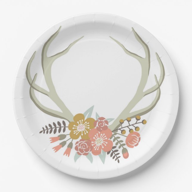 shabby chic antler paper plates (Front)