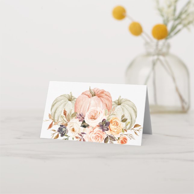 Shabby Chic Autumn Floral Place Cards (Front)