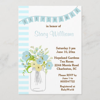 Shabby Chic Baby Boy Shower Invitation