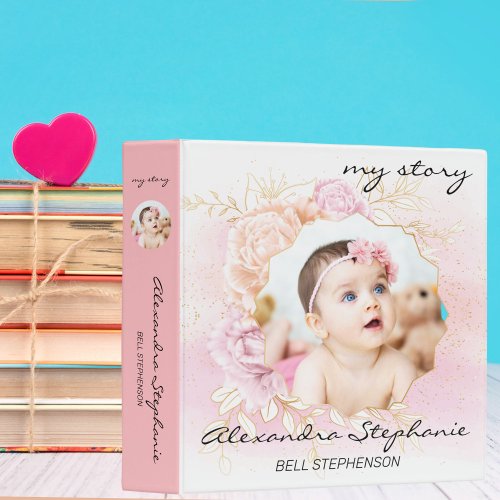 Shabby  Chic Baby Girl First Year Scrapbook Album 3 Ring Binder