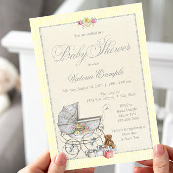 Shabby Chic Baby Shower Invitations by The_Vintage_Boutique at Zazzle
