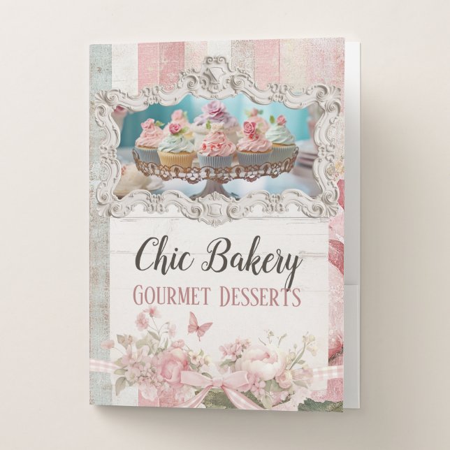 Shabby Chic Bakery Cottage Vintage Pocket Folder (Front)