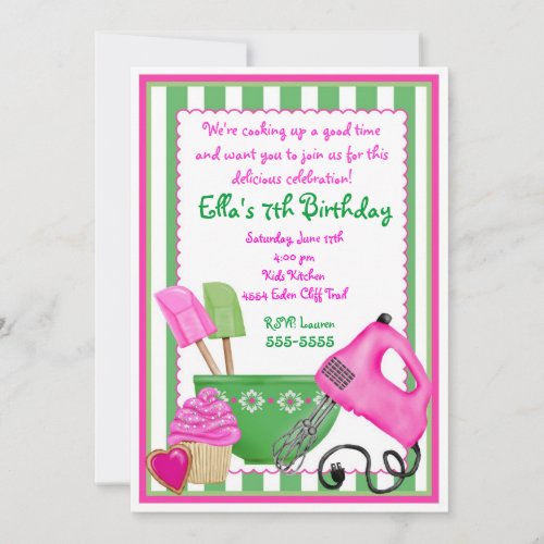 Shabby Chic Baking Birthday Invitations