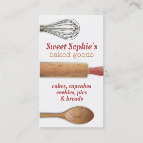 shabby chic baking utensils bakery pastry chef business card