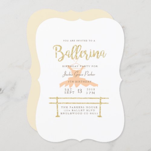 Shabby Chic Ballerina Birthday Party Invite