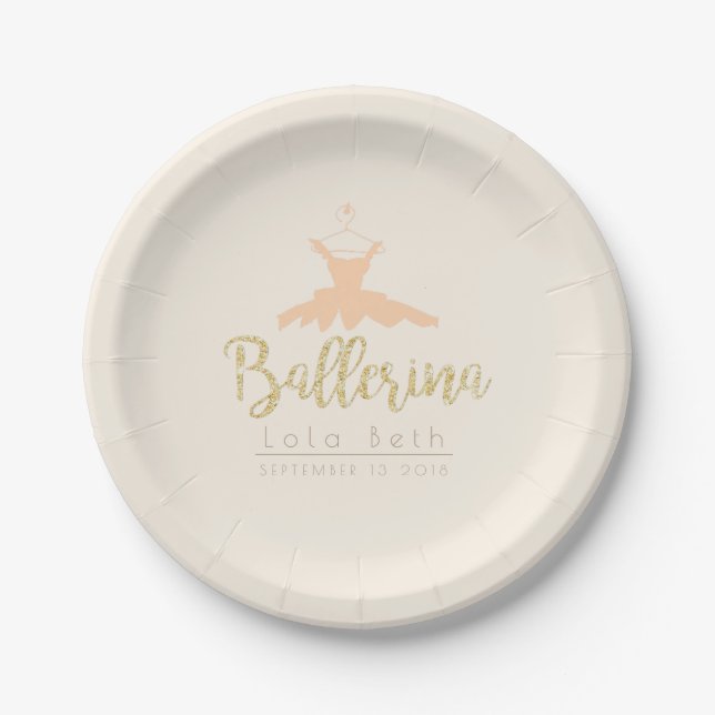 Shabby Chic Ballerina Tutu | Birthday Paper Plates (Front)