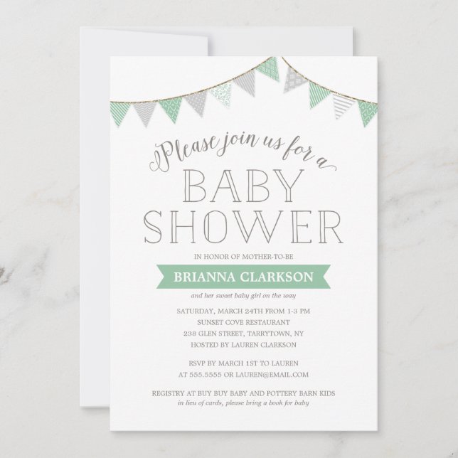 Shabby Chic Banners | Baby Shower Invitation (Front)