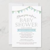 Shabby Chic Banners Blue | Baby Shower Invitation (Front)
