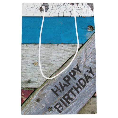 Shabby Chic Barn Wood Birthday   Medium Gift Bag