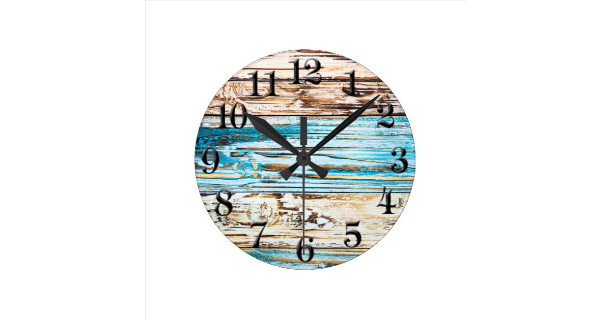 Shabby Chic Beach Weathered Boards Ocean Clock Zazzle Com