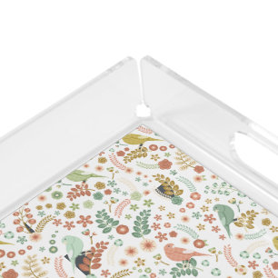 Shabby Chic Birds & Branches Acrylic Tray