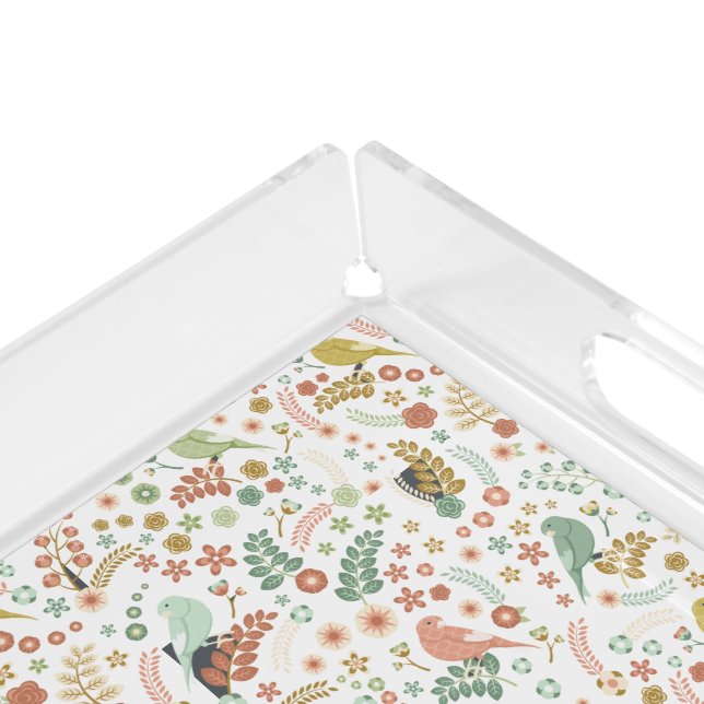 Shabby Chic Birds & Branches Acrylic Tray (Corner)