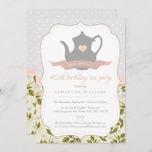 Shabby Chic Birthday Tea Party Invitation
