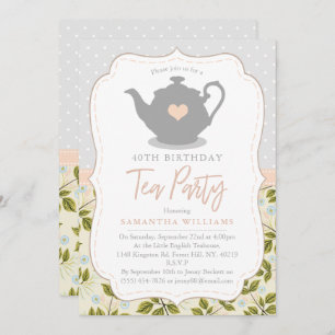 Shabby Chic Birthday Tea Party Invitation
