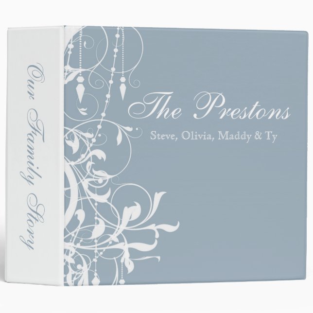 Shabby Chic Blue Chandelier Family Album Binder (Front/Spine)