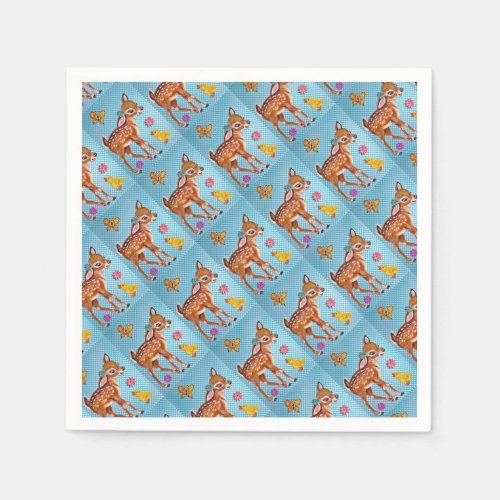Shabby Chic Blue Fawn Design For Baby Party Paper Napkins