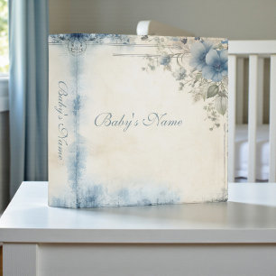 Shabby Chic Blue Floral Baby Photo Album 3 Ring Binder