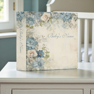 Shabby Chic Blue Floral Baby Photo Album 3 Ring Binder