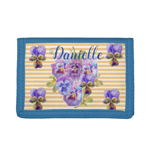 Shabby Chic Blue Floral Flowers Ladies Name Wallet